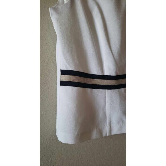 Women's 2 Piece Set K Petite Collection Black Tan White Blouse Blazer Size 14P - Picture 6 of 16